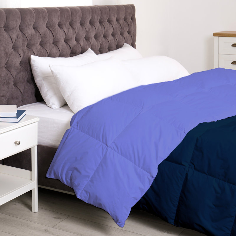 All Season Reversible Bamboo Comforter Down with Alternative Filling, Full, Navy/Violet