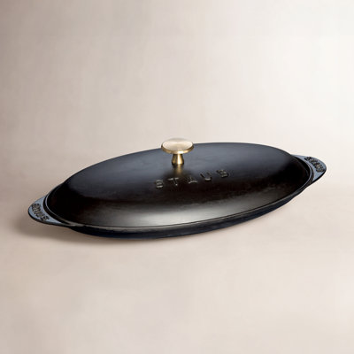 Staub Cast Iron 14.5-inch x 8-inch Covered Fish Pan - Matte Black