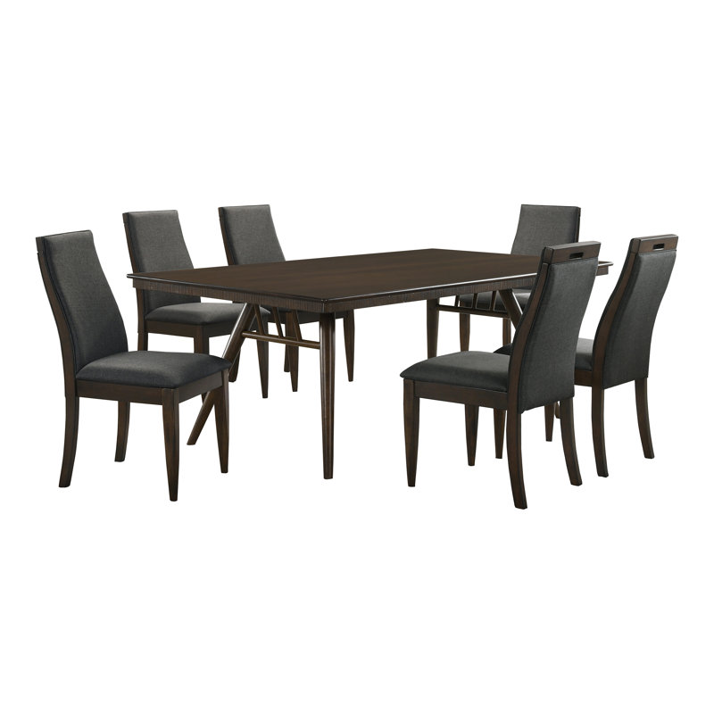 Bouziane Dining Set in Gray and Brown, 7