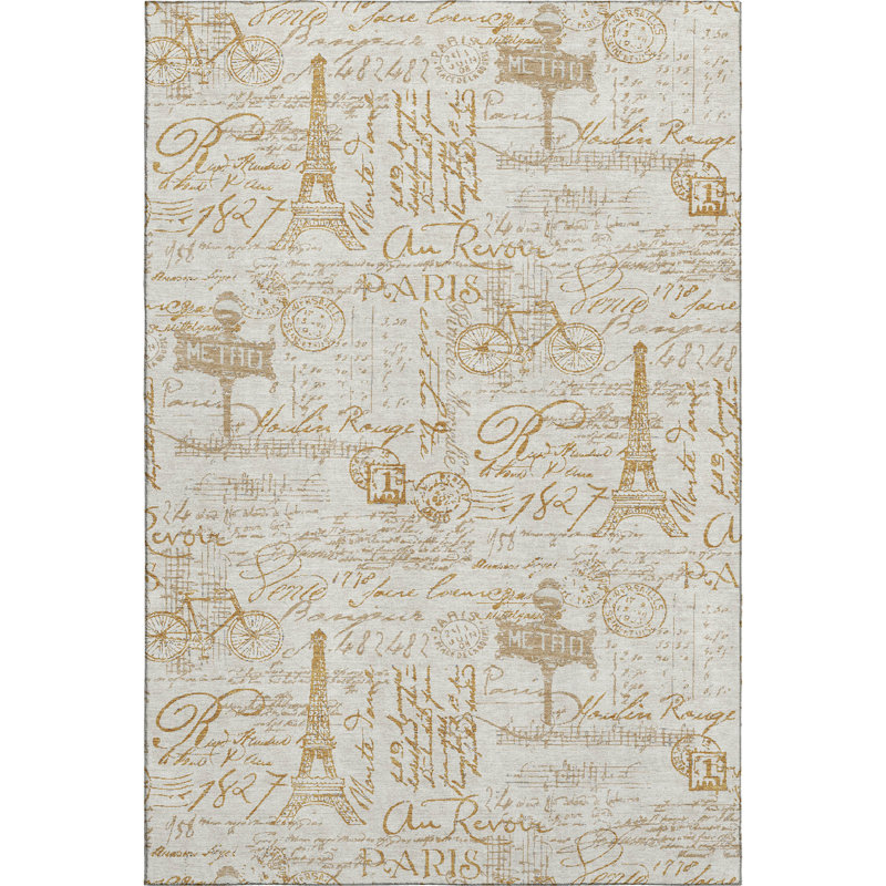 Tapis de qualité supérieure lavable à la machine Mayfield AMF2209, Doré, 9 pi x 12 pi