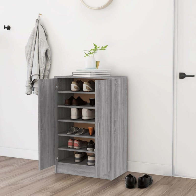 Shoe Storage Cabinet, Grey Sonoma