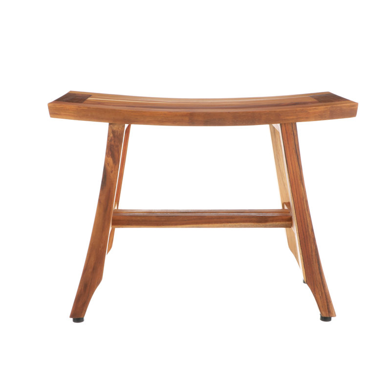 24" Teak Wood Shower Bench with Shelf