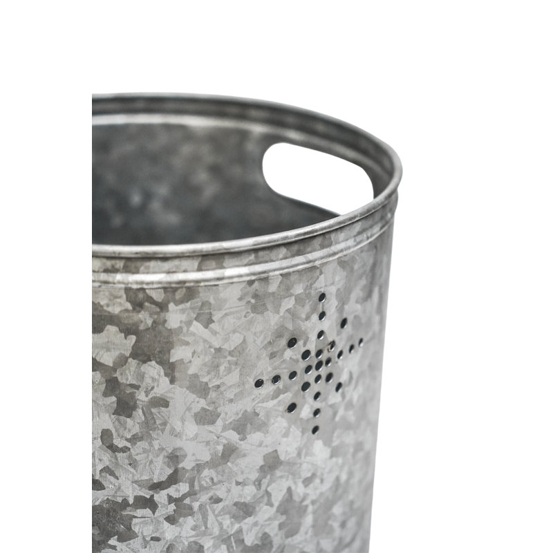 Galvanised Steel Planter Bucket with Star, Galvanised