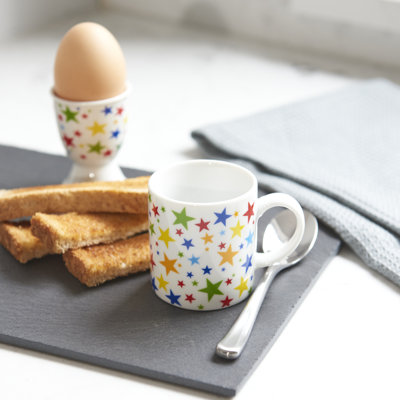 KitchenCraft 80ml Porcelain Multi Stars Espresso Cups