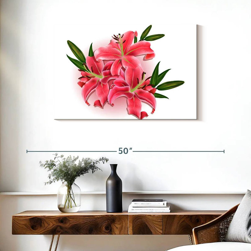 Harnek Pretty Pink Lily Flowers, 24" H x 36" W