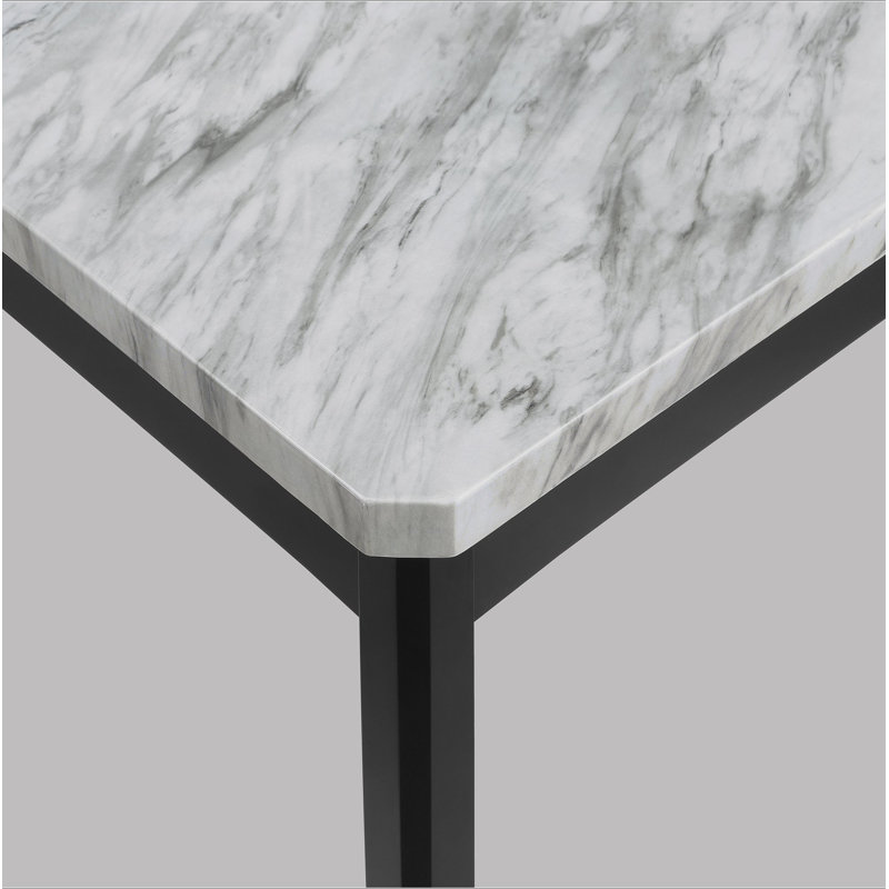 Ensemble de salle à manger contemporain 6 pièces Plateau de table rectangulaire Finition noire Chaises rembourrées Manche en bois massif Mobilier de cuisine en bois massif