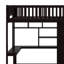 Lit mezzanine simple avec bibliothèque, tiroirs, bureau et garde-robe-236915037