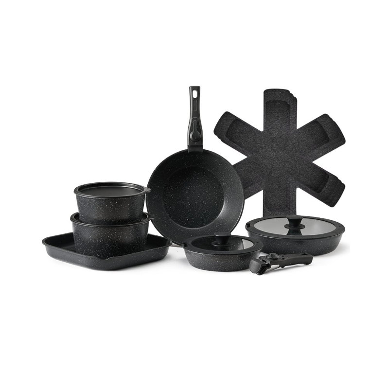 17 - Piece Non-Stick Aluminium Cookware Set, Black