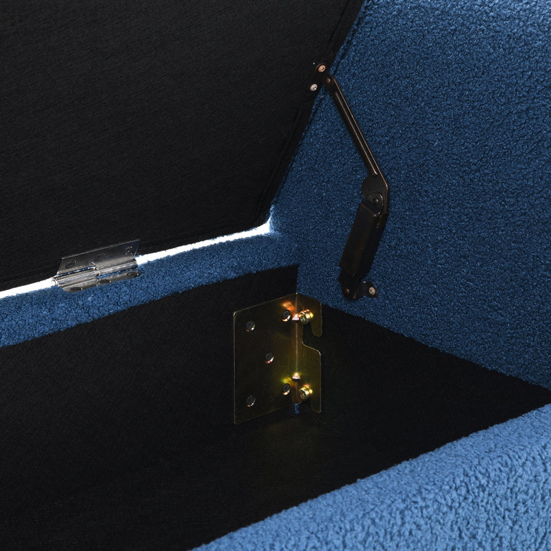 Banc rembourré avec accoudoirs et rangement, Marine