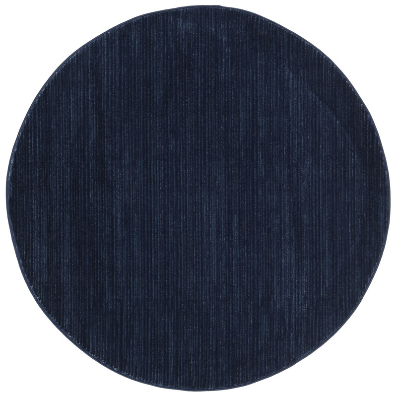 Tapis d'intérieur bleu marine Arneshia, Rond 9 pi