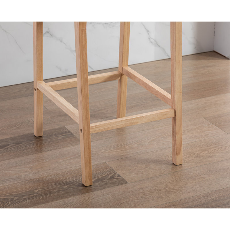 Pangita Solid Wood Counter Stool, Bar Stool (28.5” Seat Height), White/Original Wood Frame