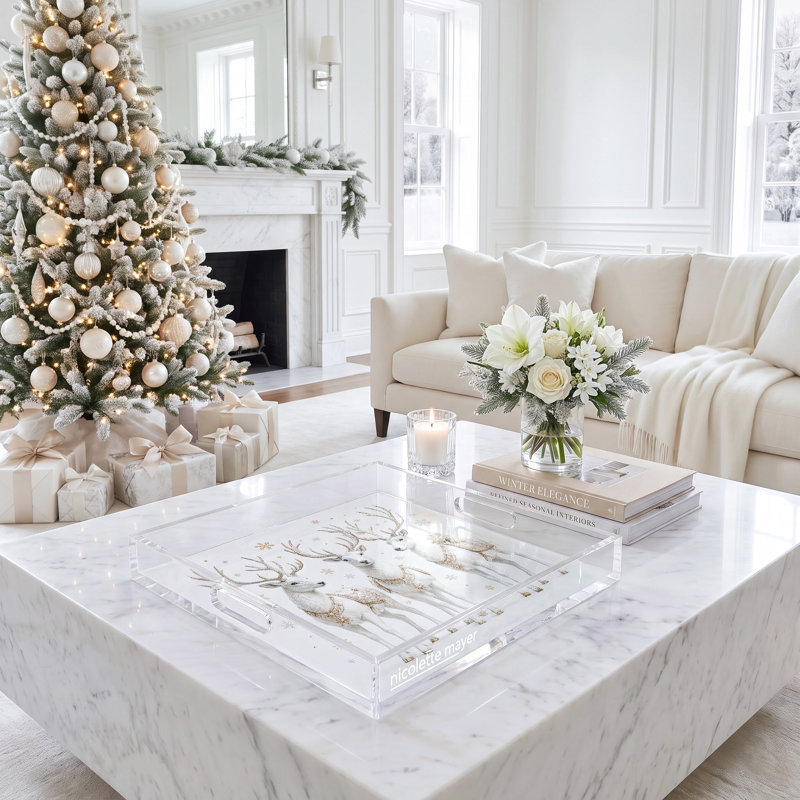 Plateau décoratif doré Reindeer Luxe, 12"W x 12"D