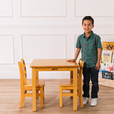 ECR4Kids 24in x 24in Hardwood Table and Chair Set, 12in Seat Height, Kids Furniture by ECR4Kids