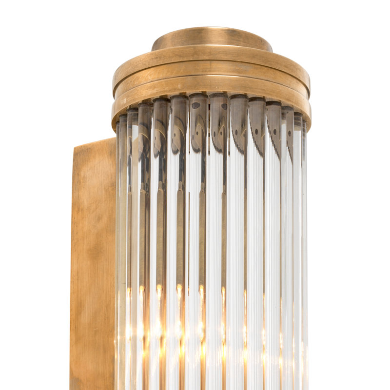 Gascogne Flush Mounted Sconce, Vintage Brass/Clear, 3 Lights