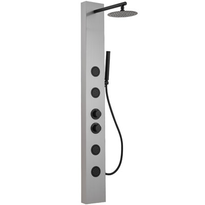 Double système de panneau de douche à pluie 4 jets 3-en-1 avec pomme de douche à pluie et baguette de douche en acier inoxydable