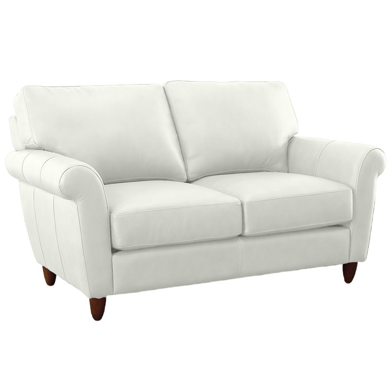 Causeuse en cuir véritable Cherish, Blanc