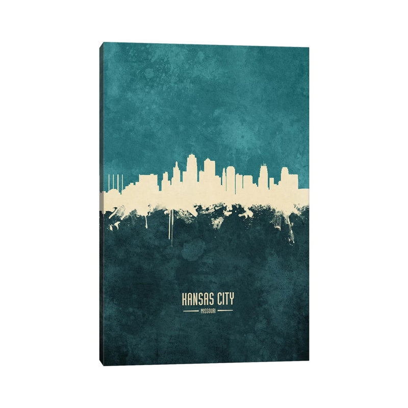 «Kansas City Missouri Skyline» par Michael Tompsett, impression sur toile tendue, H 18 po x l 12 po x 1,5 po