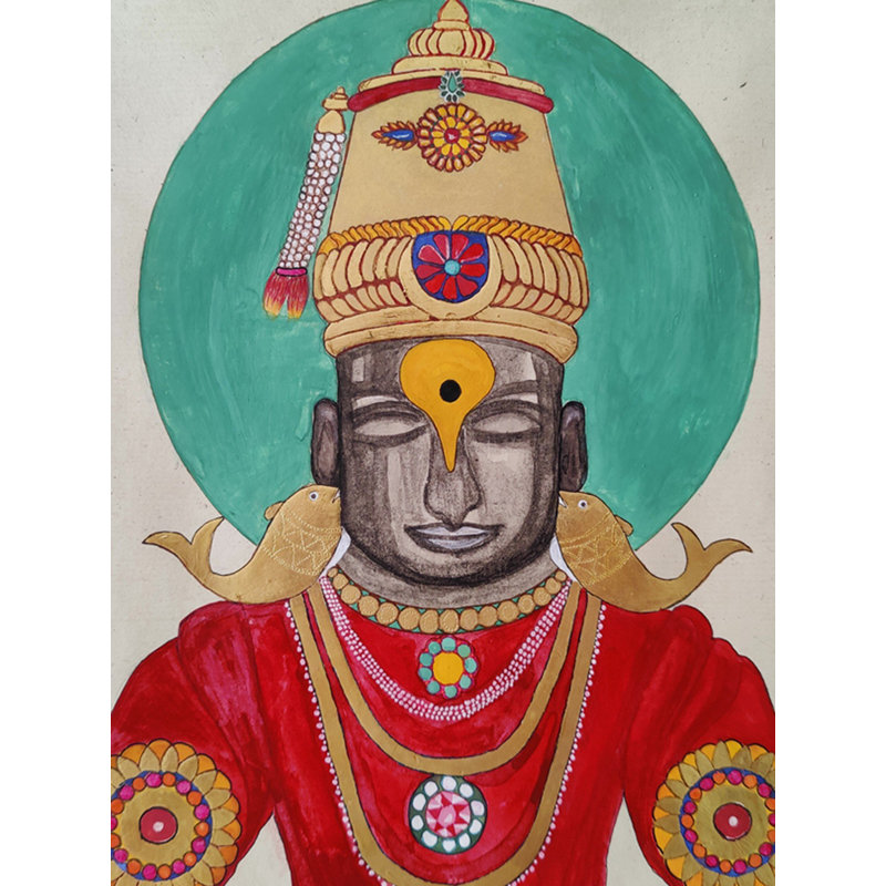 Panduranga Vitthala | Pigments de pierre sur feuille de wasli | Par Harsh Rastogi