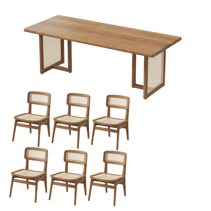Tasteful table set in solid wood, 29.52"H x 94.48"L x 35.43"W