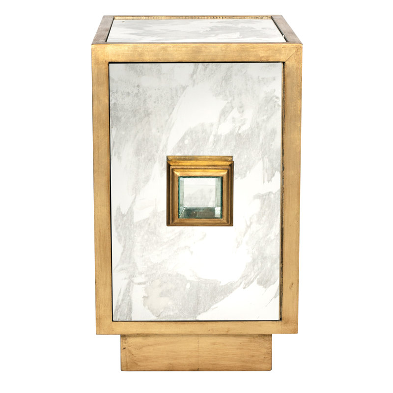 Savannah Mirrored Glass Top End Table, Gold