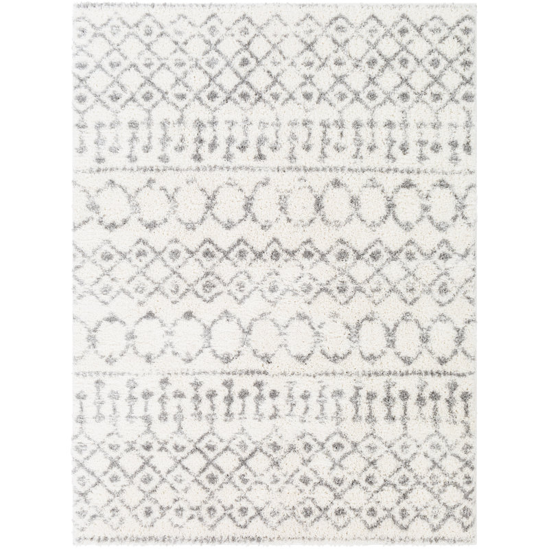 Tapis ivoire / gris Mott Southwestern, Rectangle 6 pi 7 po x 9 pi