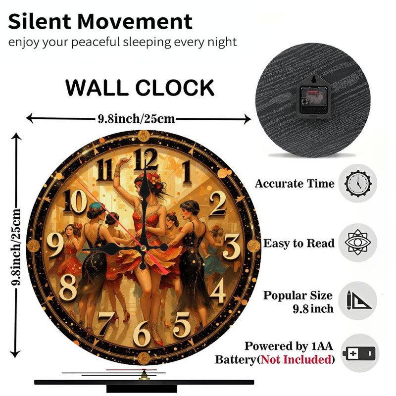 Vintage Flapper Girls Wall Clock Retro Art Decor