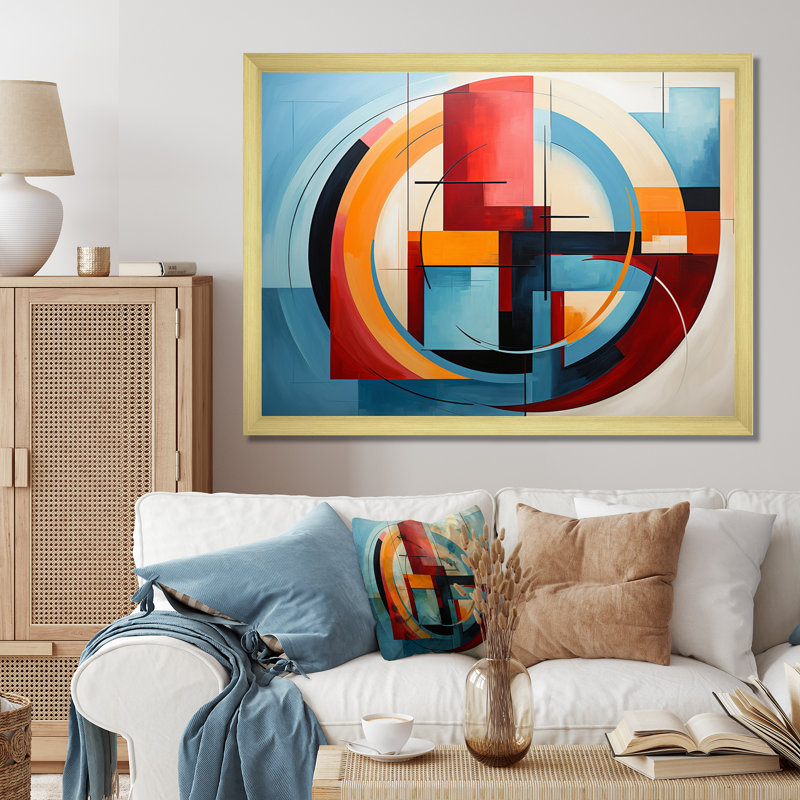 Geometric Abstraction Focus III - Abstract Spirals Wall Decor, H 30 po x l 40 po, Encadrement doré
