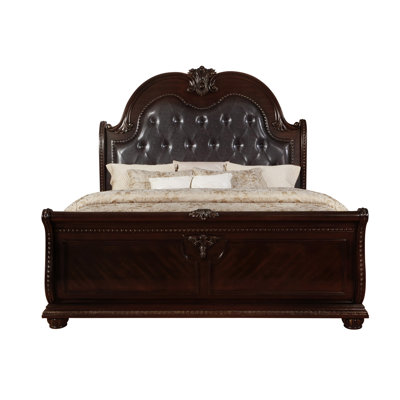 Traditional Style Upholstered Headboard  Panel Bed