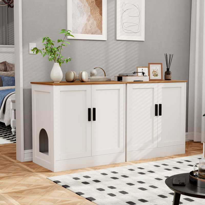 Enceinte de litière pour chat, Blanc