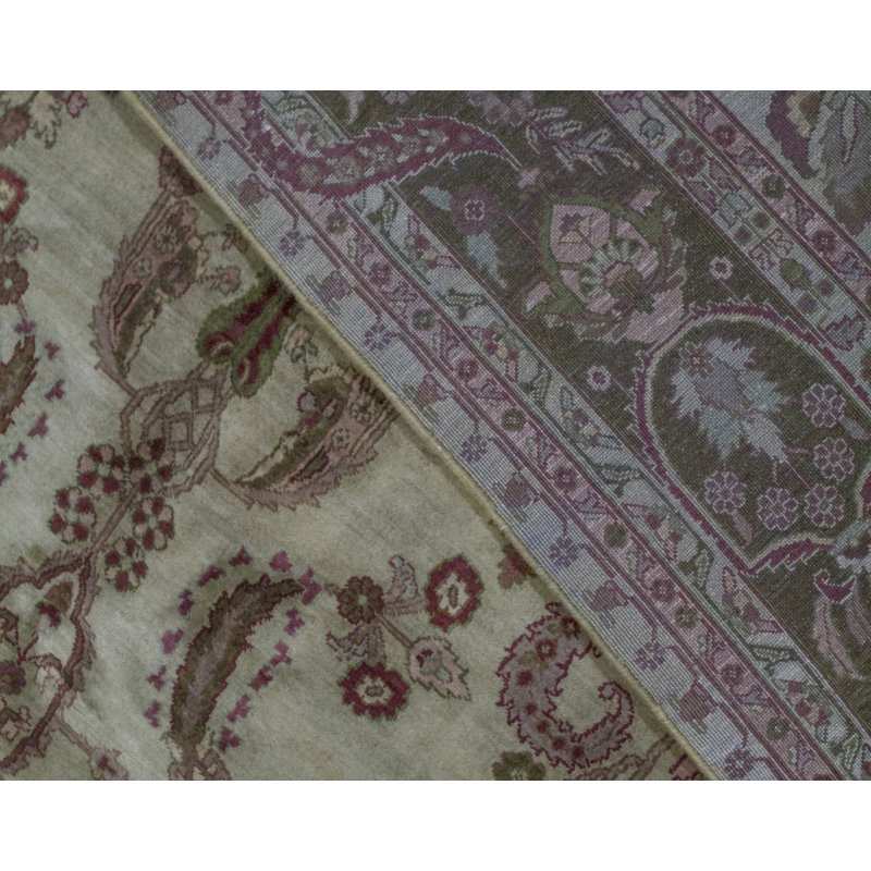 Tapis beige et brun noué à la main de haute qualité
