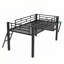 Lit mezzanine avec bureau Gaming, DEL, simple, noir