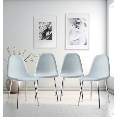 Mose 45cm H Fabric Upholstered Metal Upholstered Back Side Chair in Grey