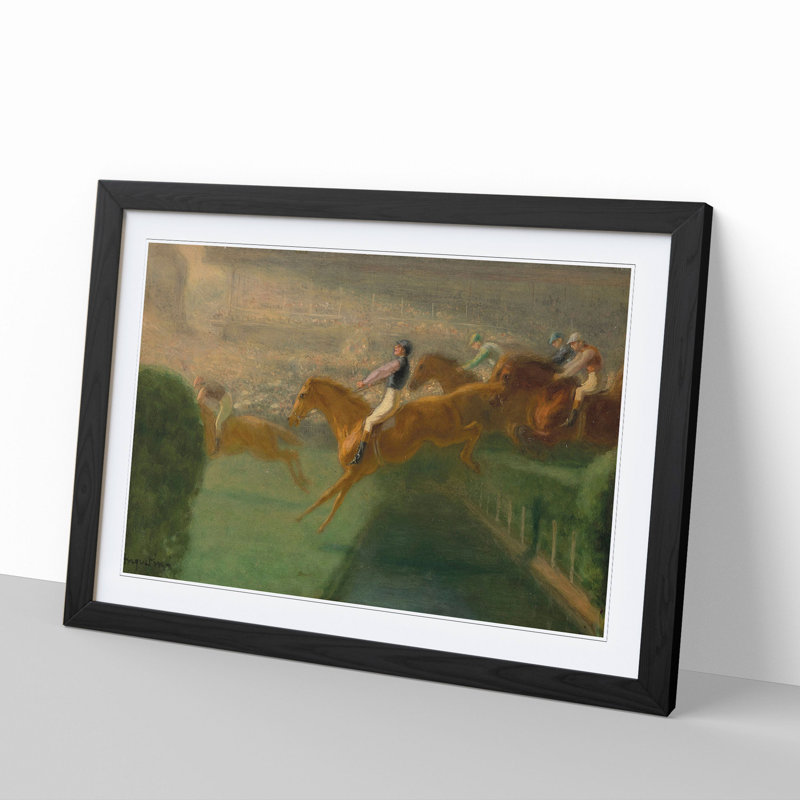 The Horse Race by Louis Anquetin - Picture Frame Painting, 48cm H x 65cm W x 2cm D, Black