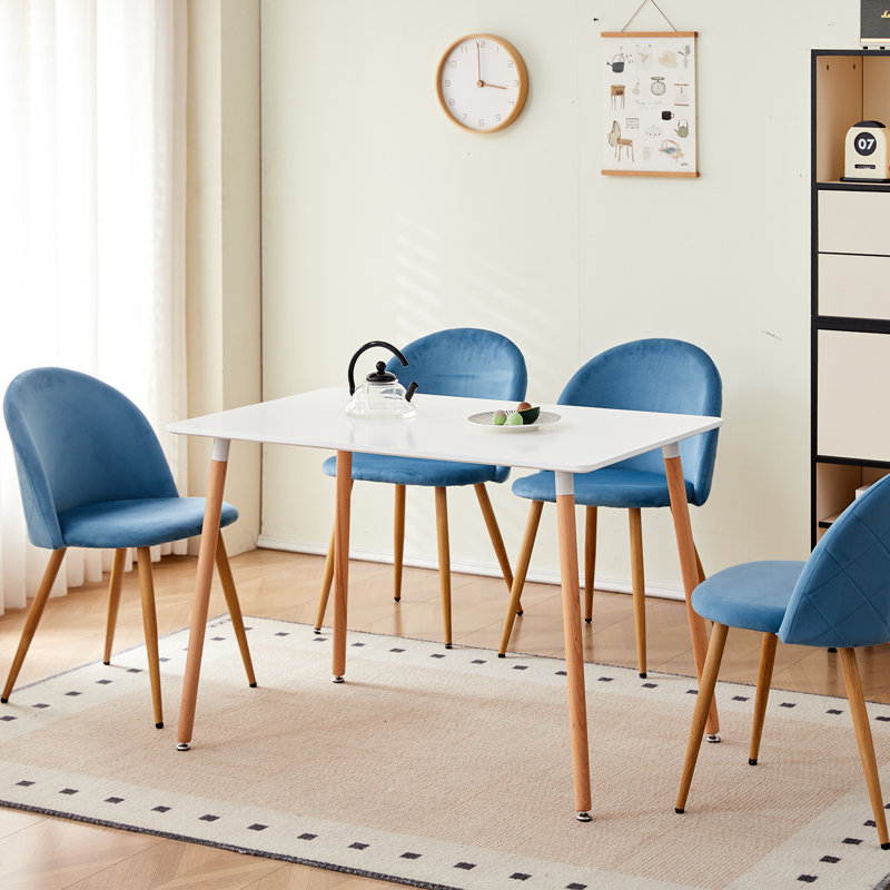 Mccaleb 43cm H Velvet Upholstered Metal Side Chair, Blue