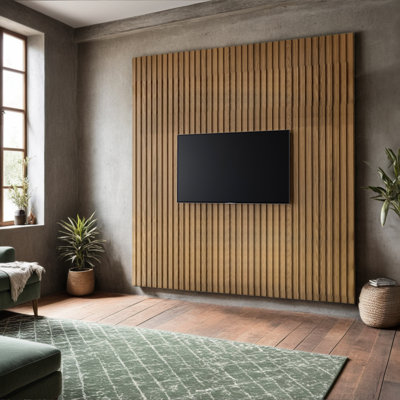 Florencia Floating TV Wood Panel Stand for 60" TVs - Sleek, Wall-Mounted Media Console Entertainment Center