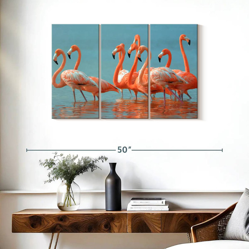 Troupeau de flamants roses, H 24 po x l 38 po