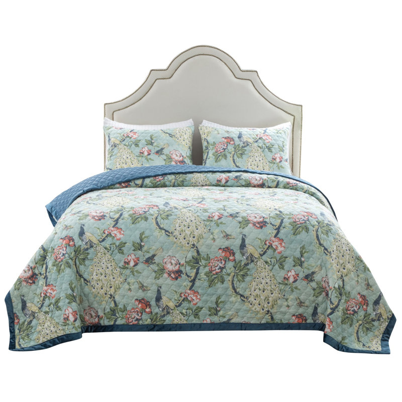 Greenland Home Fashions Pavona Jade 3-Piece King Size Quilt Set 105x95 + 20x36 (2), King Quilt + 2 King Shams