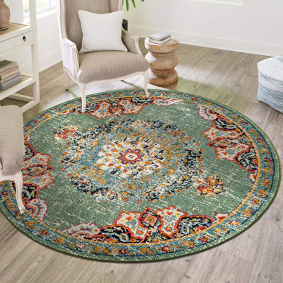 Galyean Abstract Green/Orange Area Rug