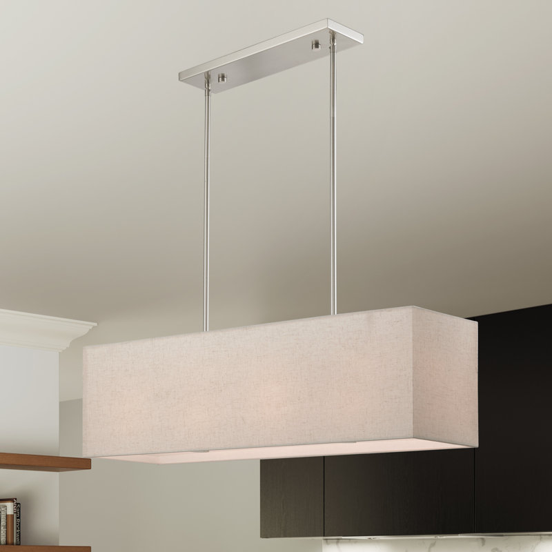 Ashauna 4-Light Dimmable Rectangular Chandelier, Brushed Nickel