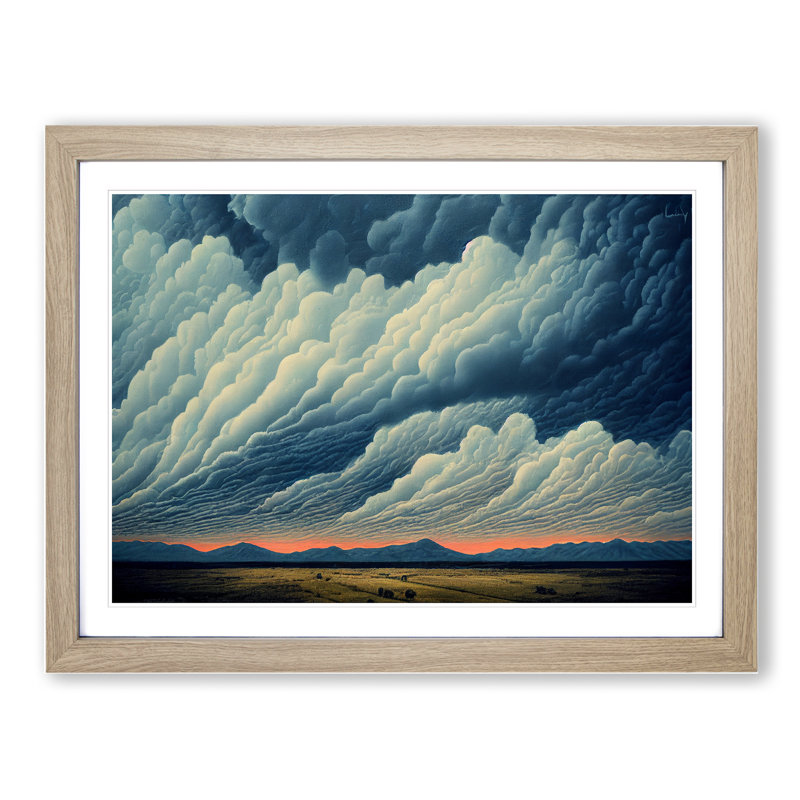 Clouds above Mountain Range - Framed Print, 34cm H x 46cm W x 2cm D, Oak