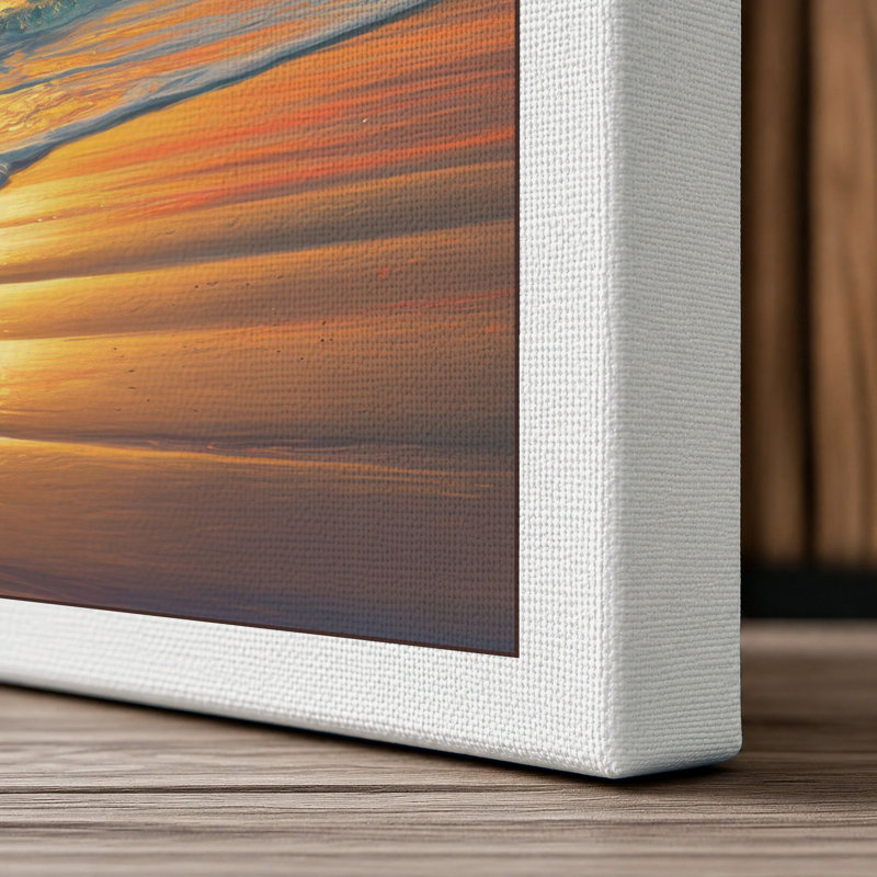 Golden Hour Seascape Coastal - Wrapped Canvas, 24x16 - 61.0 x 40.6 cm, White Border