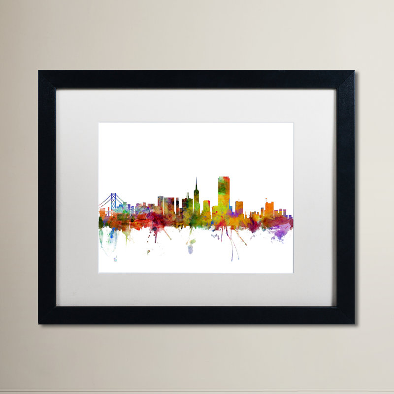 Horizon san francisco city, reproduction d’art encadrée, H 16 po x l 20 po x P 0,5 po, Blanc