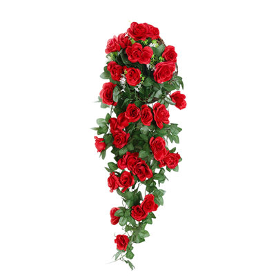  Artificial Fake Flowers Faux Silk Flowers 2 Pack 36 Inch Fake Rose Garland Artificial Roses Flower Garland Hanging Floral Wedding Home Party Arrangement Decoration