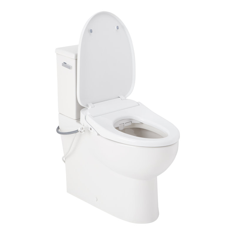Lavrik Two-Piece Skirted Elongated Toilet with Reversible Tank - Bidet seat - Chrome Handle, Chrome