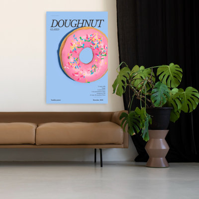 Pink Sprinkled Doughnut Contemporary Wall Art