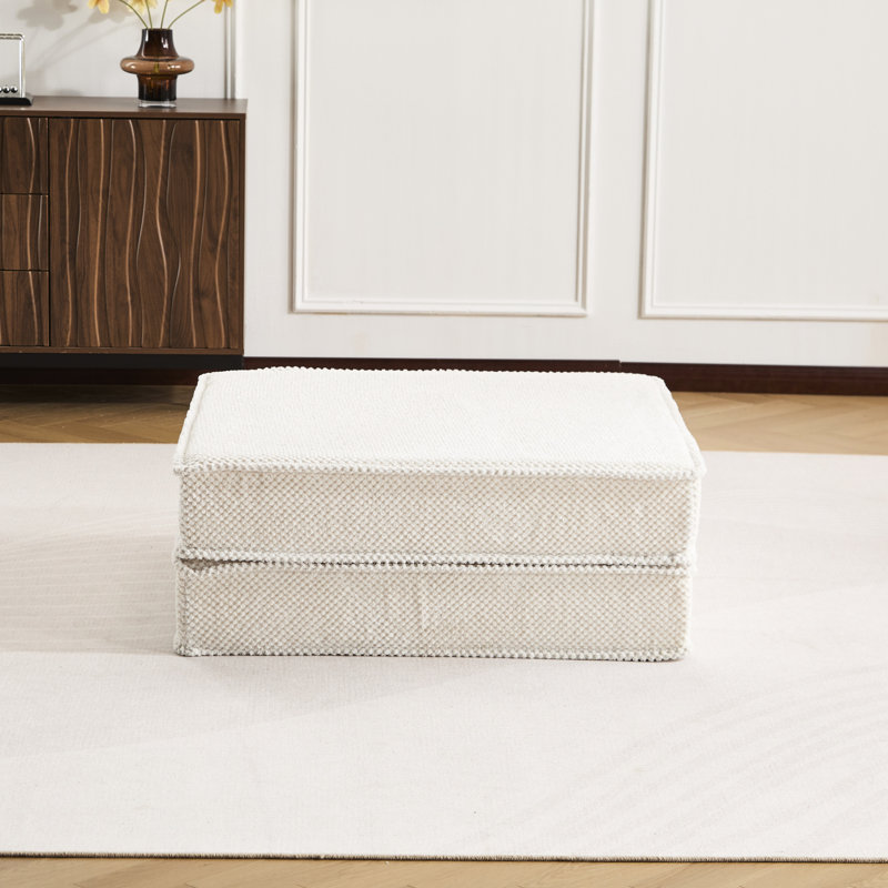 Plancher convertible, molleton circulaire Mahjong, blanc, support de haute qualité, coins de lecture modulaires à compression et avec tissu en molleton sans assemblage pour les petits espaces de vie