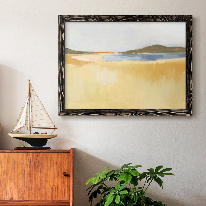 Ochre bord de mer I - Toile tendue avec châssis rustique, H 28 po x l 42 po x P 1,5 po, Noir