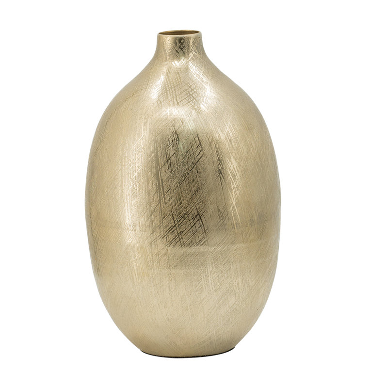 Metal Table Vase, 13.6" H x 8.7" W x 8.7" D, Gold Streaks