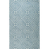 Hand Tufted Wool Geometric Area Rug in Blue