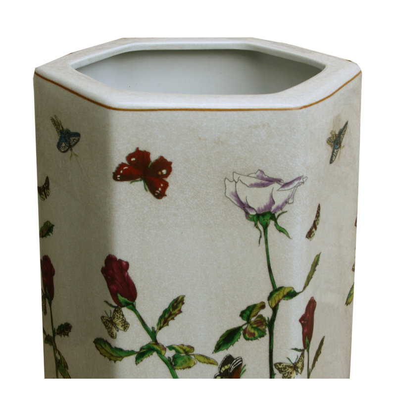 Hexagonal Roses and Butterflies Umbrella Stand